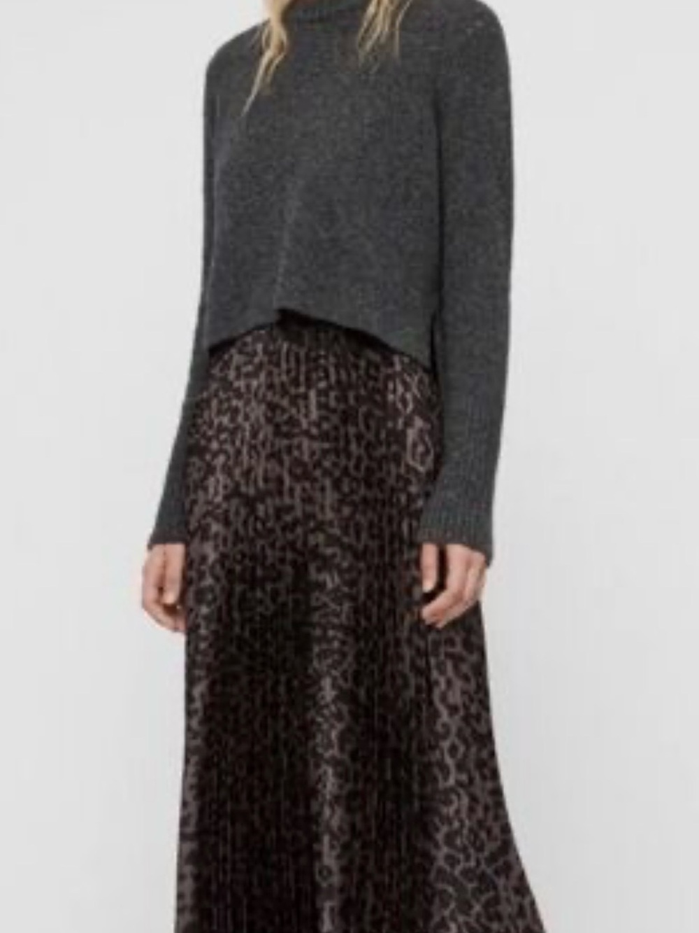 All Saints Black and green Leopard two in one dress